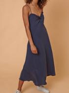 Choies Blue V-neck Frill Trim Chic Women Cami Maxi Dress