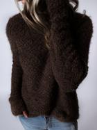 Choies Black High Neck Long Sleeve Women Fluffy Sweater