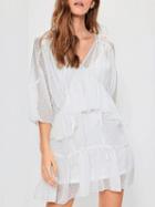 Choies White V-neck Tie Front Half Sleeve Layered Mini Dress