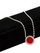 Choies Red Stone And Crystal Pendant Chain Necklace