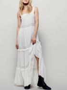 Choies White Frill Trim Lace Panel Maxi Dress