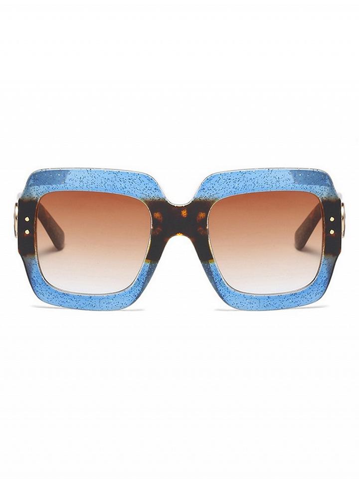 Choies Blue Leopard Print Square Frame Sunglasses