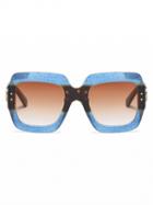 Choies Blue Leopard Print Square Frame Sunglasses