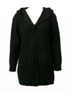 Choies Black Pocket Lace Up Back Long Sleeve Hooded Knit Cardigan