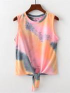 Choies Orange Cotton Printed Detail Tie Hem Chic Women Vest