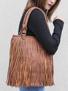 Choies Brown Tassel Trim Clutch Bag