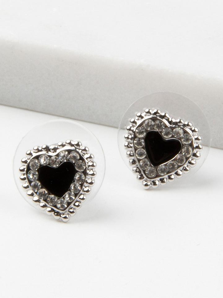 Choies Black Stone Crystal Stud Earrings