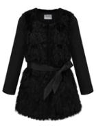 Choies Black Faux Fur Long Sleeve Coat
