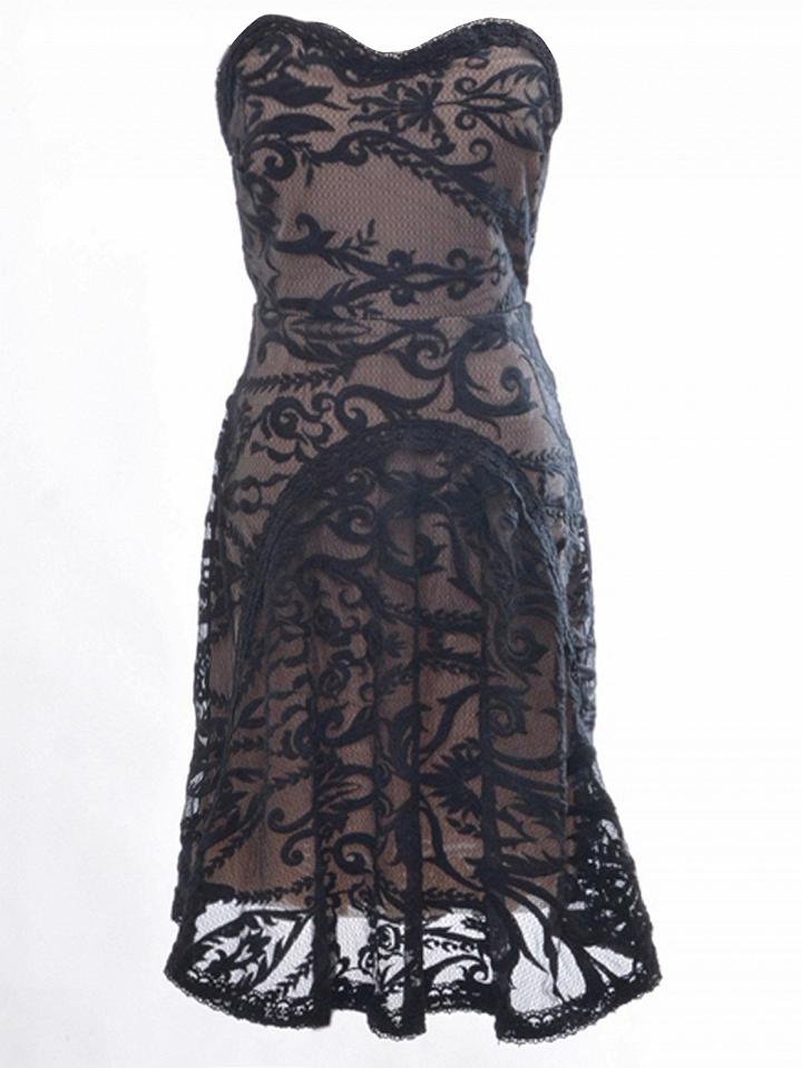 Choies Black Bandeau Embroidery Lace Overlay Dress