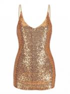 Choies Golden V-neck Strap Sequins Cami Top