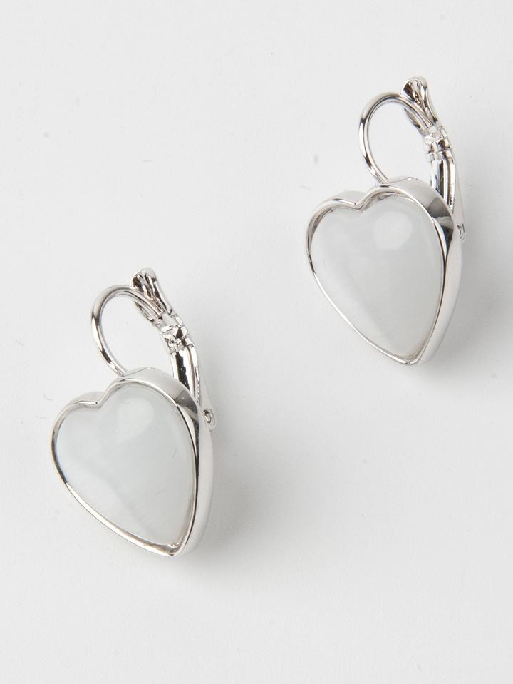 Choies White Heart Stone Clip-on Earrings