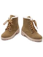 Choies Brown Lace Up Fleece Lining Suedette Ankle Boots