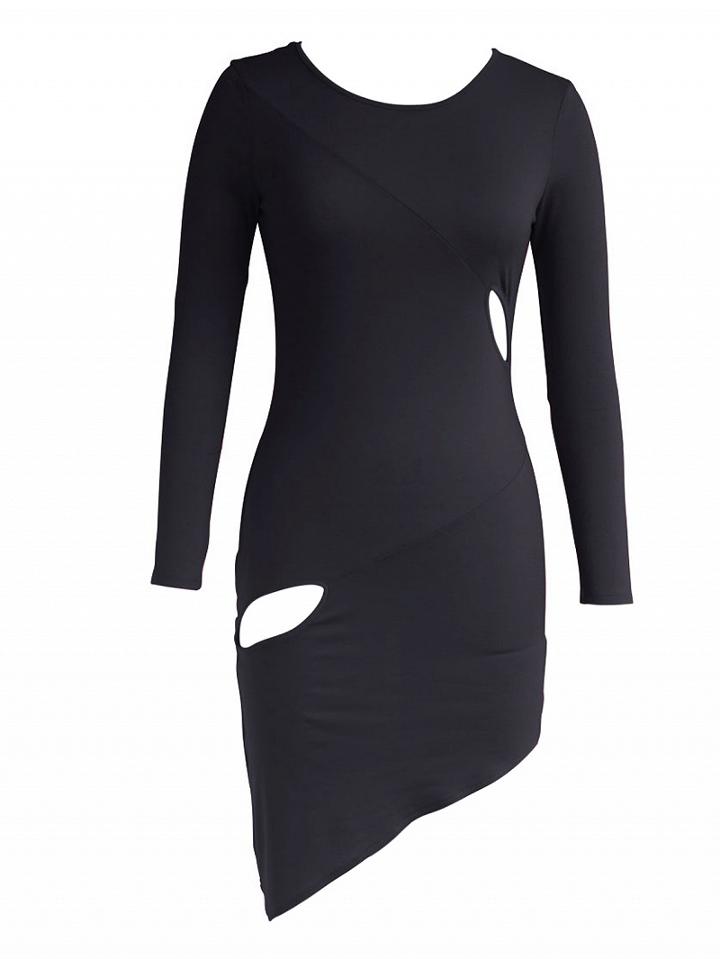 Choies Black Cut Out Detail Asymmetric Bodycon Dress