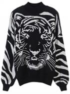 Choies Black Tiger Pattern Long Sleeve Knit Sweater