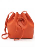 Choies Orange Pu Drawstring Contrast Lining Crossbody Bucket Bag
