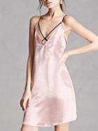 Choies Pink V-neck Satin Look Strap Cross Shift Mini Dress