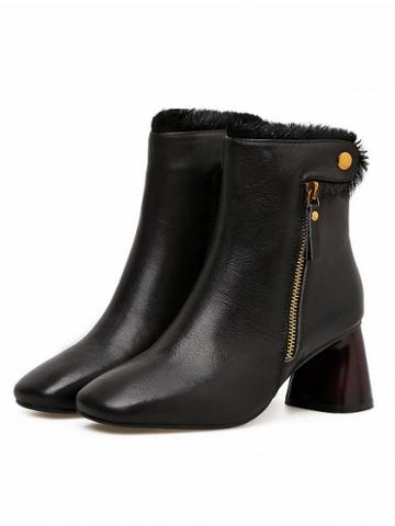 Choies Black Suede Zip Side Heeled Ankle Boots