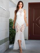 Choies White Sheer Lace Panel Pephem Bodycon Dress