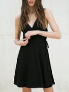 Choies Black Plunge Open Back Mini Dress