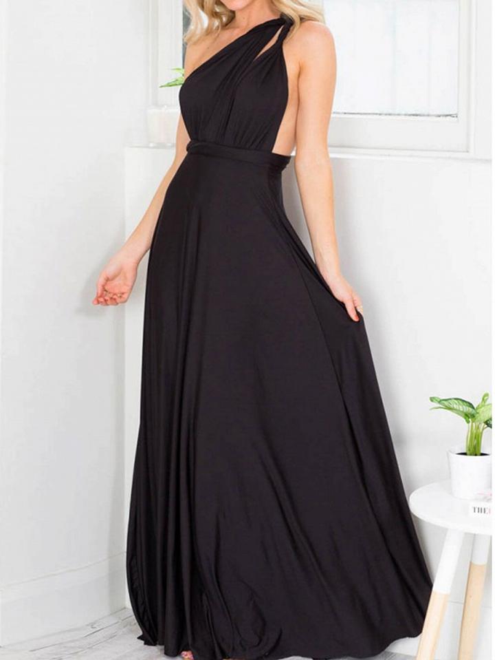 Choies Black Cotton Knot Detail Open Back Chic Women Maxi Dress