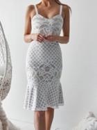 Choies White V-neck Fishtail Hem Chic Women Lace Bodycon Cami Dress