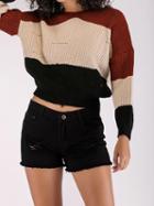 Choies Red Contrast Long Sleeve Chic Women Knit Crop Hoodie Sweater