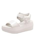 Choies White Pu Stud Detail Platform Sandals