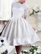 Choies White Lace Panel Long Sleeve Bubble Dress