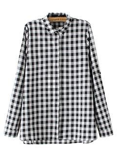 Choies Black And White Plaid Long Sleeve Shirt