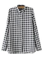 Choies Black And White Plaid Long Sleeve Shirt