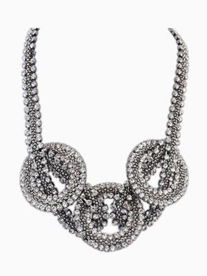 Choies Black Twist Chunky Chain Necklace With Diamante Embellishment