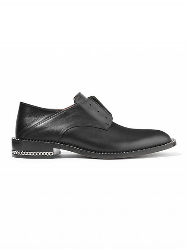 Choies Black Pointed Metallic Chain Embellished Leather Shoes