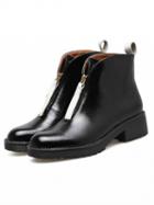 Choies Black Zip Front Leather Look Ankle Boots