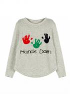 Choies Gray Hands Down Pattern Detail Knitted Sweater