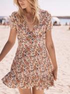 Choies Polychrome V-neck Floral Print Chic Women Mini Dress