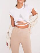 Choies White Ripped Short Sleeve Cropped T-shirt