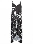 Choies Black Halter Contrast Circle Print Backless Hi-lo Dress