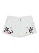 Choies White Embroidery Patches Detail Denim Shorts