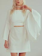 Choies White Cut Out Detail Flare Sleeve Mini Dress