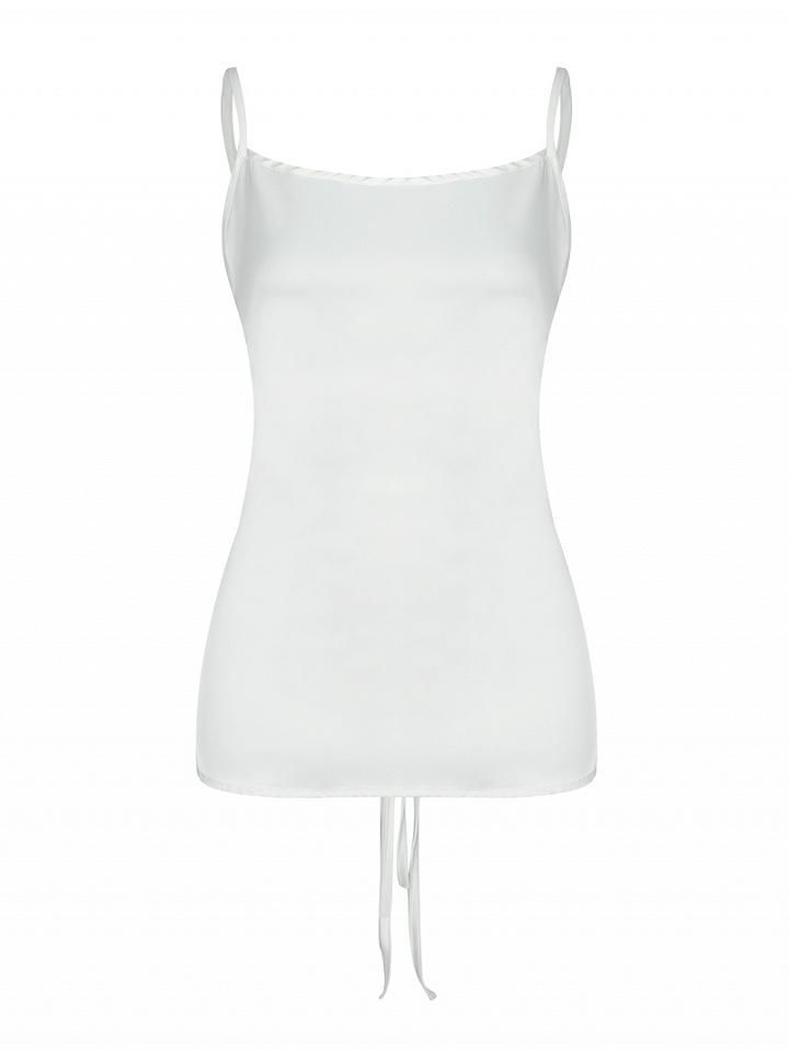 Choies White Satin Look Tie Back Cami Top
