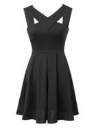Choies Black Cut Out Cross Sleeveless Skater Dress