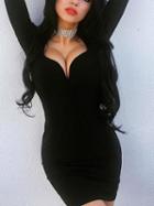 Choies Black Plunge Long Sleeve Bodycon Mini Dress