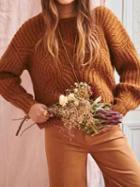 Choies Dark Brown Crew Neck Long Sleeve Women Knit Sweater