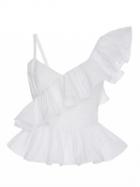 Choies White One Shoulder Pleated Ruffle Peplum Cami Top