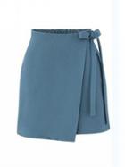 Choies Blue Elastic Waist Side Tie Asymmetric Hem Mini Skirt