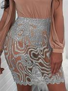 Choies Silver High Waist Sequin Detail Sheer Mesh Mini Skirt