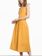 Choies Yellow High Waist Spaghetti Strap Maxi Dress