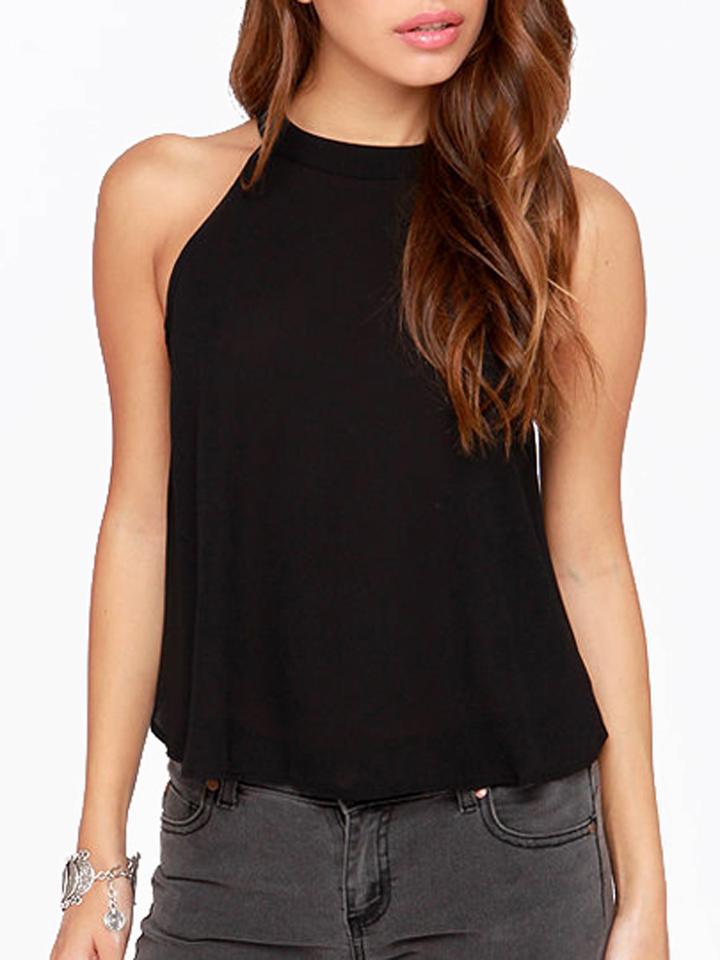 Choies Black Loose Hi-lo Rivet Detail Back Vest