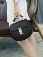 Choies Black Leather Look Buckle Detail Chain Strap Cross Body Bag