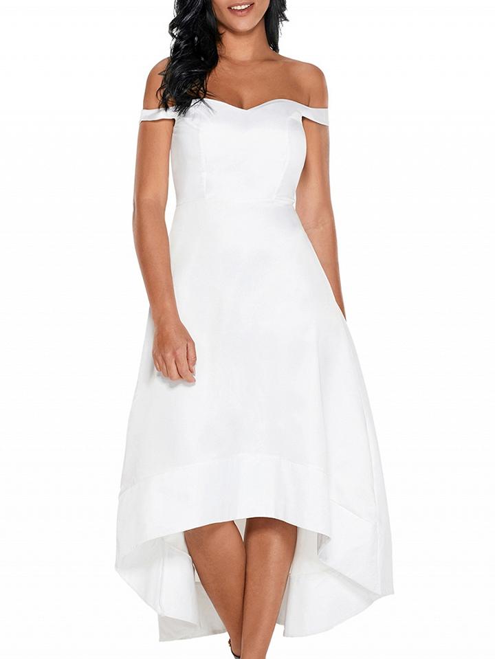 Choies White Off Shoulder Hi-lo Dress